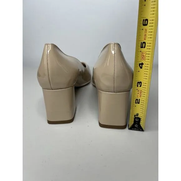 New Ron White &quot;Lizbeth&quot; Square Toe Block Heel Italy Nude Pump Shoes Size 40/9.5