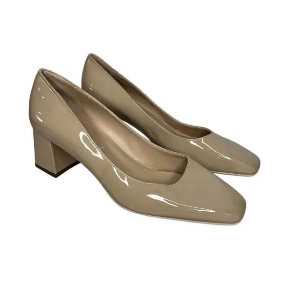 New Ron White &quot;Lizbeth&quot; Square Toe Block Heel Italy Nude Pump Shoes Size 40/9.5