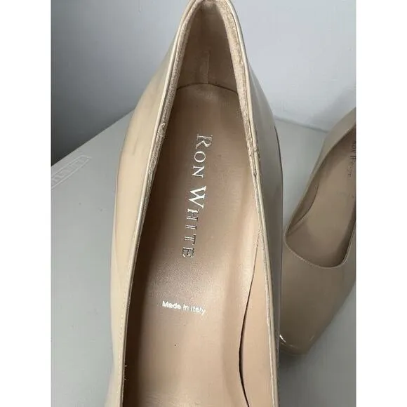 New Ron White &quot;Lizbeth&quot; Square Toe Block Heel Italy Nude Pump Shoes Size 40/9.5