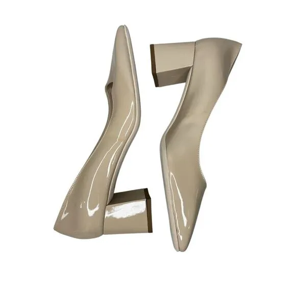 New Ron White &quot;Lizbeth&quot; Square Toe Block Heel Italy Nude Pump Shoes Size 40/9.5