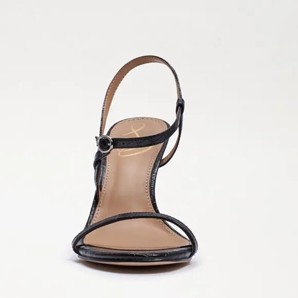 NEW! Sam Edelman Black Croc Doran Strappy Heeled Sandal - Size 8.5