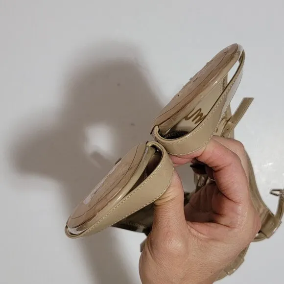 NEW Sam Edelman Patti Heel Sandals Womens 9.5 Nude Beige Basic Simple Neutral