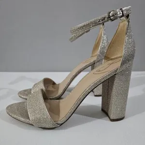NEW Sam Edelman Yaro Block Heel Sandal Jute Glam Mesh Light Gold Size 10