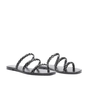 New Schutz The Diana black glitter strappy jelly sandals Size 8