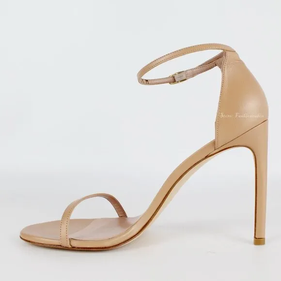 New Stuart Weitzman Nudistsong Ankle Strap Leather Sandals -Wedding, Party, Work