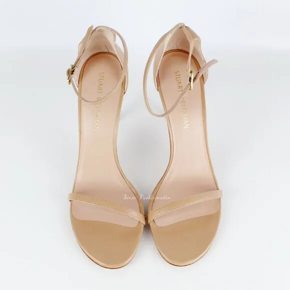 New Stuart Weitzman Nudistsong Ankle Strap Leather Sandals -Wedding, Party, Work