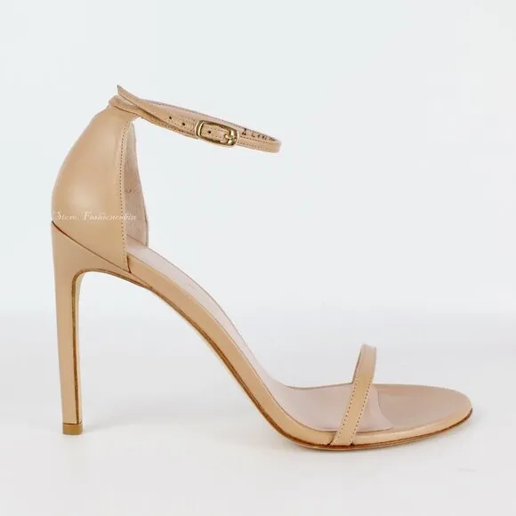New Stuart Weitzman Nudistsong Ankle Strap Leather Sandals -Wedding, Party, Work