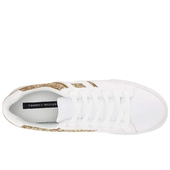 New Tommy Hilfiger Glitter gold and white Woman's Sneakers &amp; Athletic Shoes Tomm