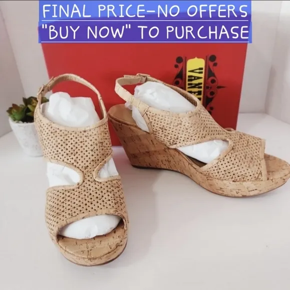 ⤵️NEW! VANELi &quot;Eleni&quot; beige open toe wedge SIZE 11