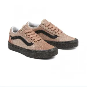 New VANS Kids Old Skool Shoes Party Glitter Black Rose Gold