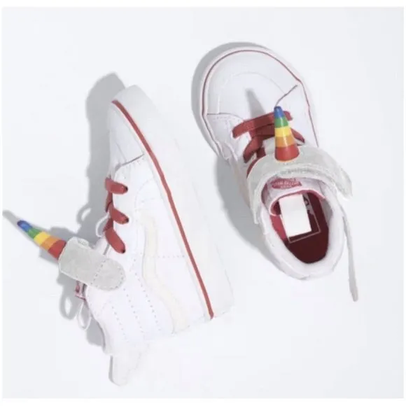 NEW Vans Sz 5 Unicorn 🦄 Rainbow White Red Sneakers