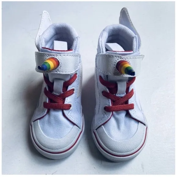 NEW Vans Sz 5 Unicorn 🦄 Rainbow White Red Sneakers