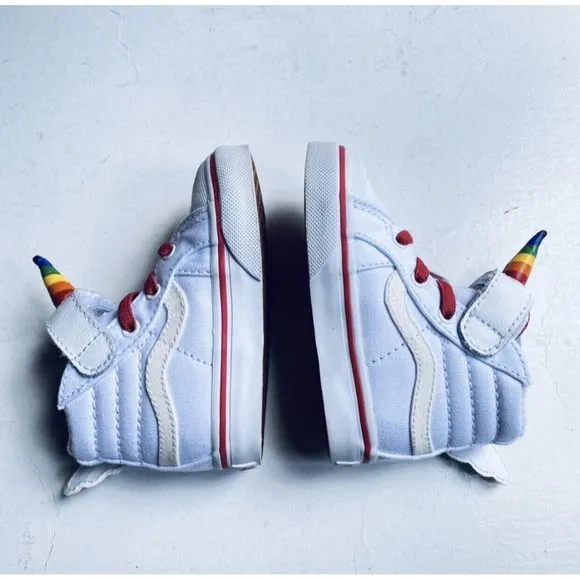 NEW Vans Sz 5 Unicorn 🦄 Rainbow White Red Sneakers