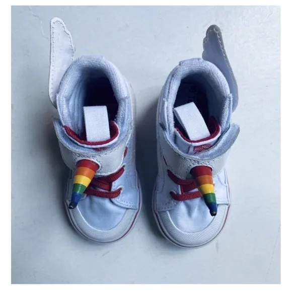 NEW Vans Sz 5 Unicorn 🦄 Rainbow White Red Sneakers