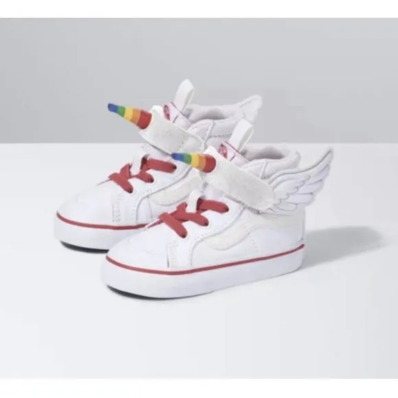 NEW Vans Sz 5 Unicorn 🦄 Rainbow White Red Sneakers