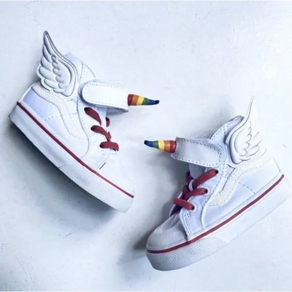 NEW Vans Sz 5 Unicorn 🦄 Rainbow White Red Sneakers