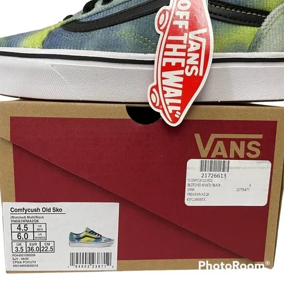 NEW Vans Women's Comfy Cush Old Skool Sneaker Multi Black Blue Tie Dye 6M
