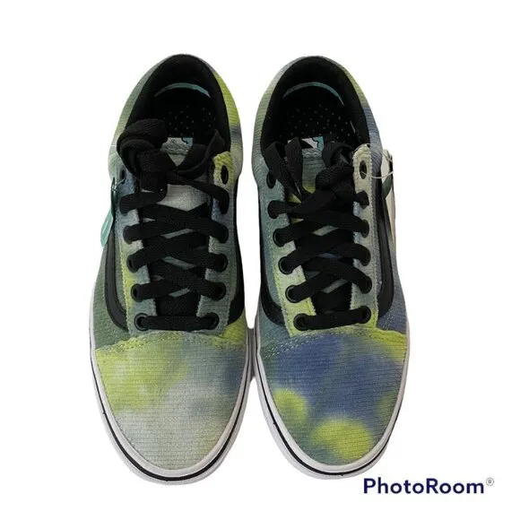 NEW Vans Women's Comfy Cush Old Skool Sneaker Multi Black Blue Tie Dye 6M