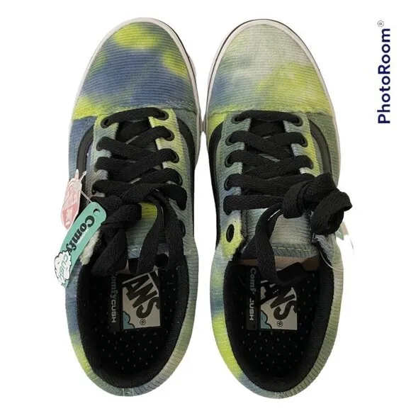 NEW Vans Women's Comfy Cush Old Skool Sneaker Multi Black Blue Tie Dye 6M