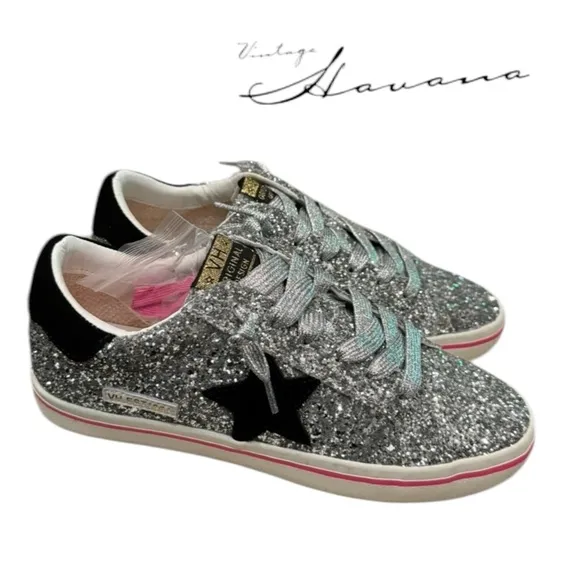 New Vintage Havana Flair 6 Silver Glitter Women's Shoes Sneakers 8