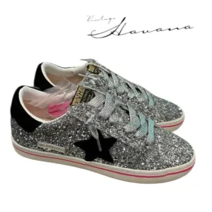 New Vintage Havana Flair 6 Silver Glitter Women's Shoes Sneakers 8