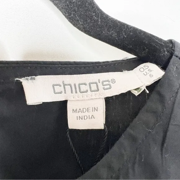 NEW with tags Chicos Black 3D Flower Applique Sleeveless Dress