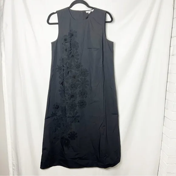 NEW with tags Chicos Black 3D Flower Applique Sleeveless Dress