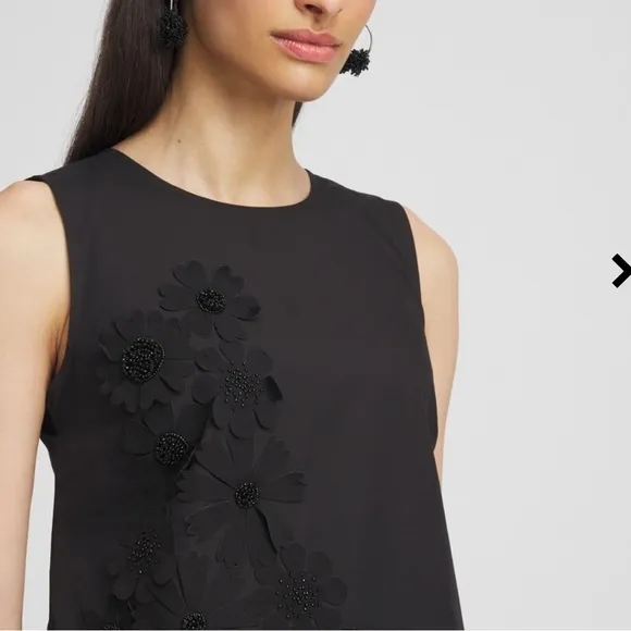 NEW with tags Chicos Black 3D Flower Applique Sleeveless Dress
