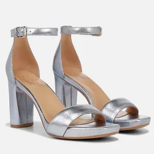 New w/o Box Naturalizer Joy Genuine Leather Silver Metallic Ankle Strap Sandals