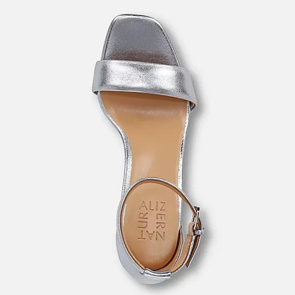 New w/o Box Naturalizer Joy Genuine Leather Silver Metallic Ankle Strap Sandals