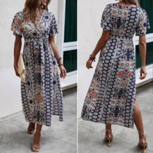 New Boho floral print butterfly sleeve maxi dress
