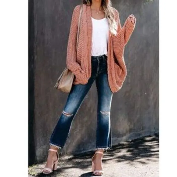 New Knitted Open Front Cardigan