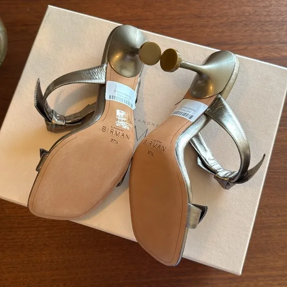 nib Alexandre Birman “Clarita” Leather Bow Two-Band Sandal Heels size 7.5