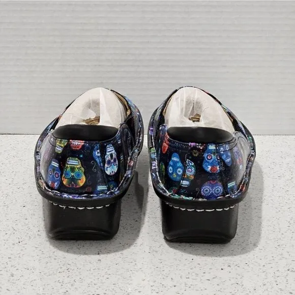 NIB, Allegra shoes with sugar skull pattern.