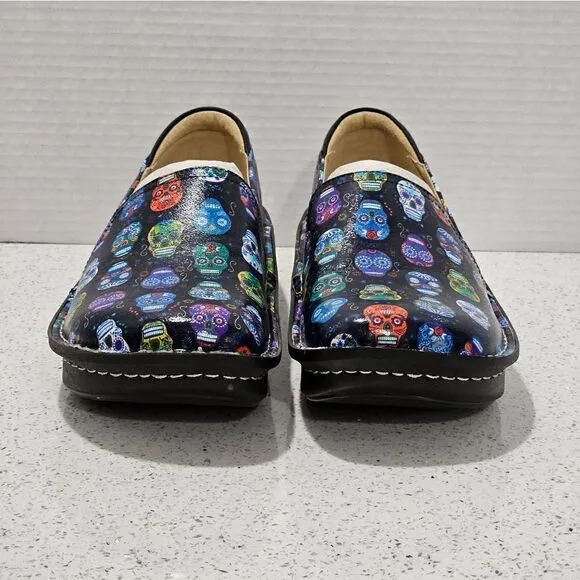 NIB, Allegra shoes with sugar skull pattern.