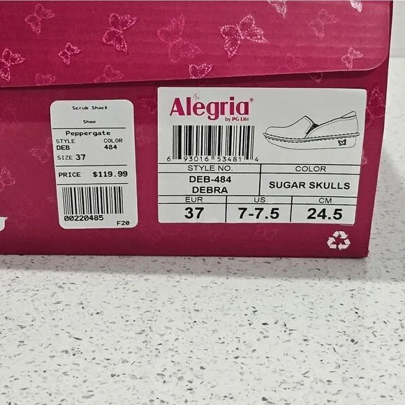 NIB, Allegra shoes with sugar skull pattern.