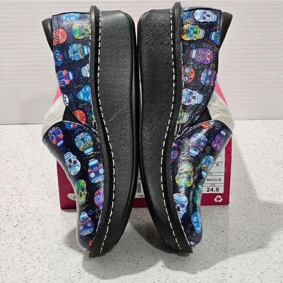 NIB, Allegra shoes with sugar skull pattern.