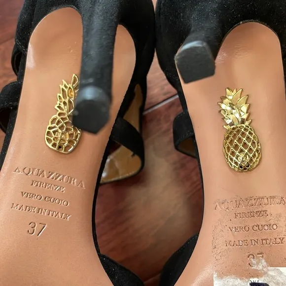 NIB Aquazzura Italy Belgravia Black Suede Leather Lace Zip Ankle Heels