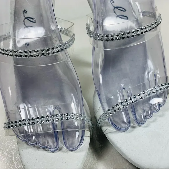 NIB Ellie Shoes Women's M-Loretta Clear Strap Dress Stiletto Heel Sandal Size 8