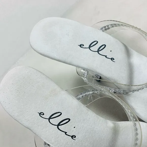 NIB Ellie Shoes Women's M-Loretta Clear Strap Dress Stiletto Heel Sandal Size 8