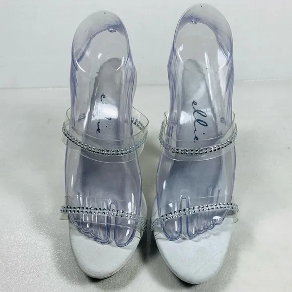 NIB Ellie Shoes Women's M-Loretta Clear Strap Dress Stiletto Heel Sandal Size 8