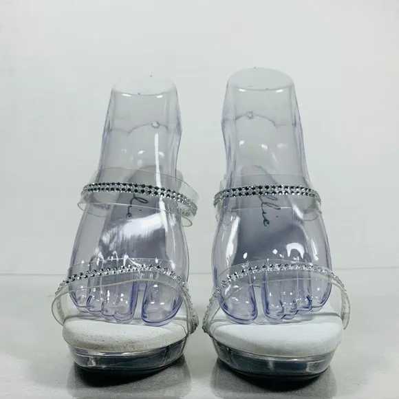 NIB Ellie Shoes Women's M-Loretta Clear Strap Dress Stiletto Heel Sandal Size 8
