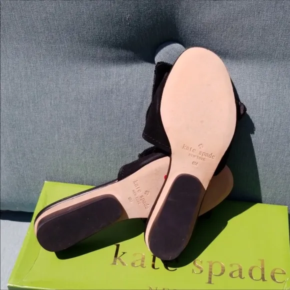 NIB Kate Spade Suede &amp; Sequined Bow Sandals 6