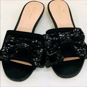 NIB Kate Spade Suede &amp; Sequined Bow Sandals 6
