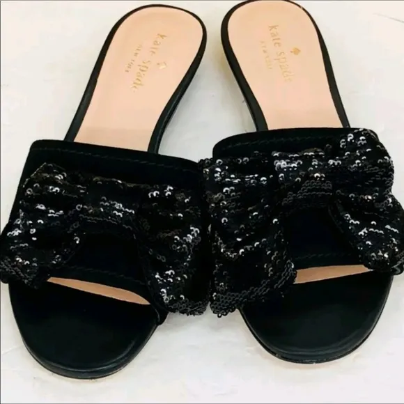 NIB Kate Spade Suede &amp; Sequined Bow Sandals 6