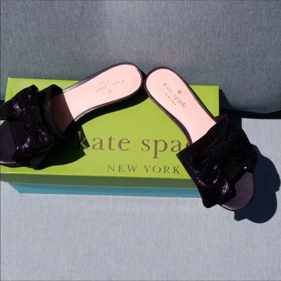 NIB Kate Spade Suede &amp; Sequined Bow Sandals 6