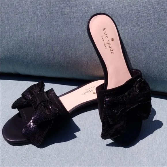 NIB Kate Spade Suede &amp; Sequined Bow Sandals 6