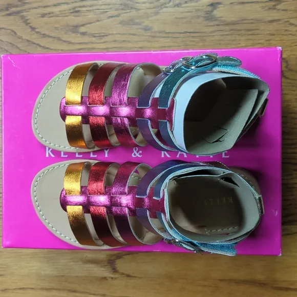 NIB Kelly &amp; Katie Chloe Gladiator Rainbow Sandal Size 12T