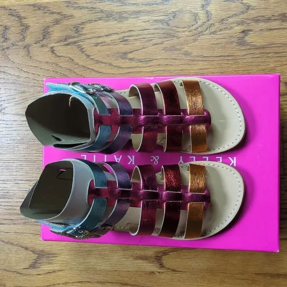NIB Kelly &amp; Katie Chloe Gladiator Rainbow Sandal Size 12T
