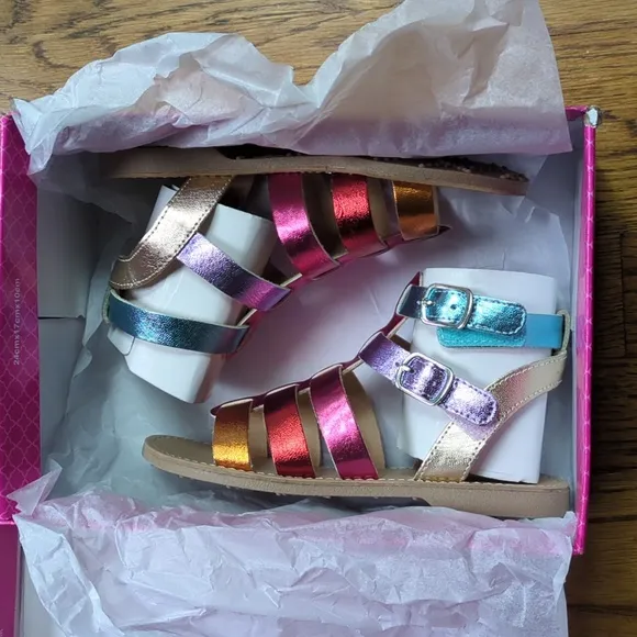 NIB Kelly &amp; Katie Chloe Gladiator Rainbow Sandal Size 12T